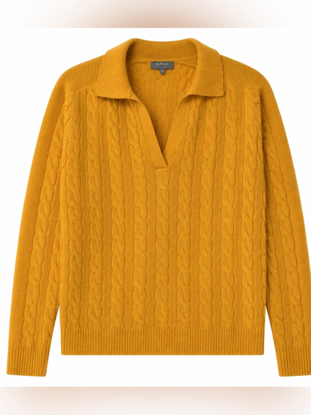 N.Peal London 100% Organic Cashmere Cable-Knit Sweater – Size L